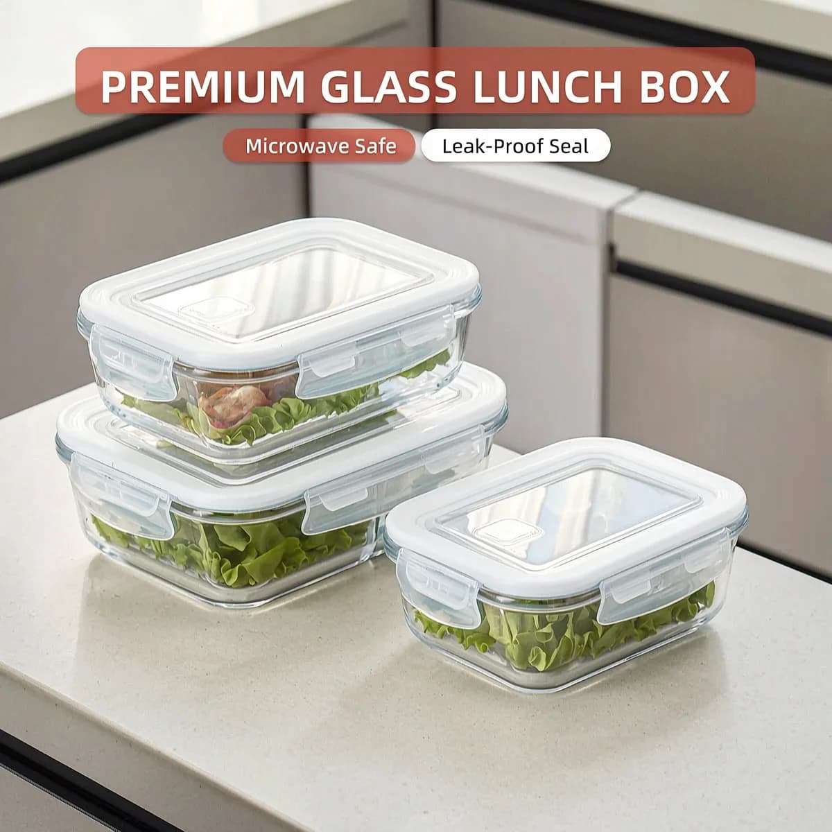 Contenitori in Vetro Bianco per Alimenti con Coperchi Ermetici, Ciotole in Vetro Borosilicato per Preparazione Pasti, Ermetici e Impilabili, Adatti al Microonde