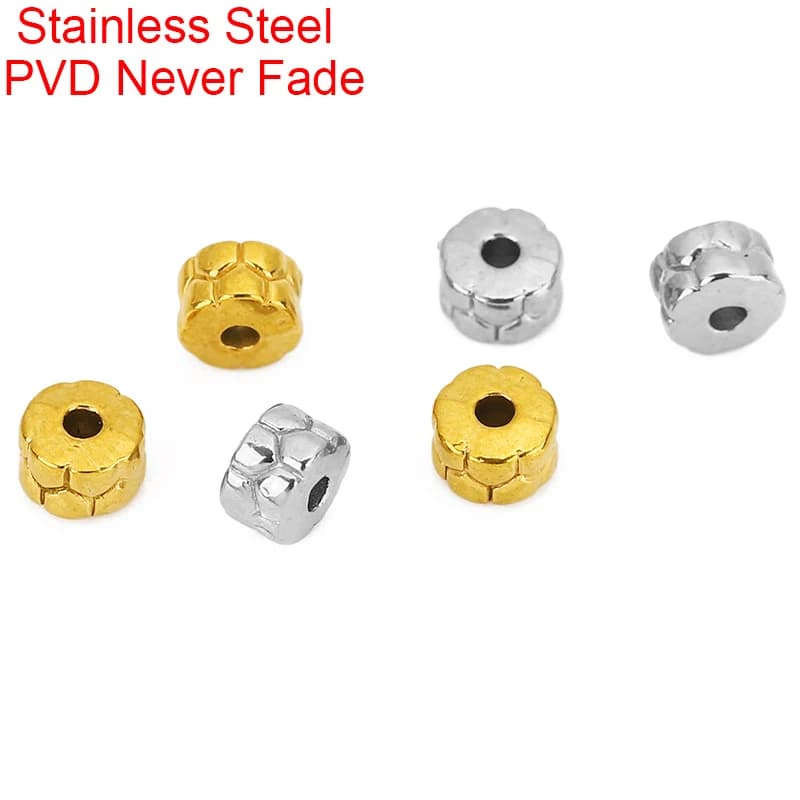 10pcs 5mm Stainless Steel Spacer Beads Bulk PVD Never Fade Large Hole Beads For Diy Necklace Bracelet Findings Jewelry Making