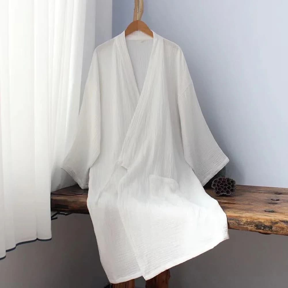 Pijama loose for home Vintage Tea Art Man Woman Bathrobe Interior Large Hanfu bathrobe in pure Chinese style White comfortable