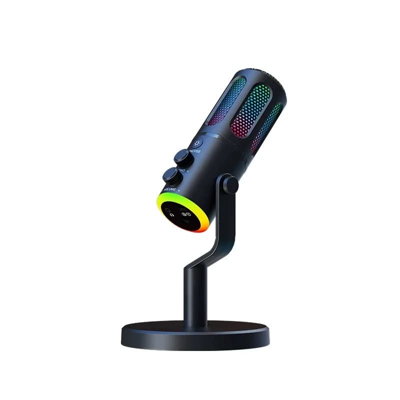 Microfono da gioco USB SU8 per PC, microfono cardioide a condensatore, pulsante Mute/RGB/supporto per braccio, registrazione in studio per streaming video