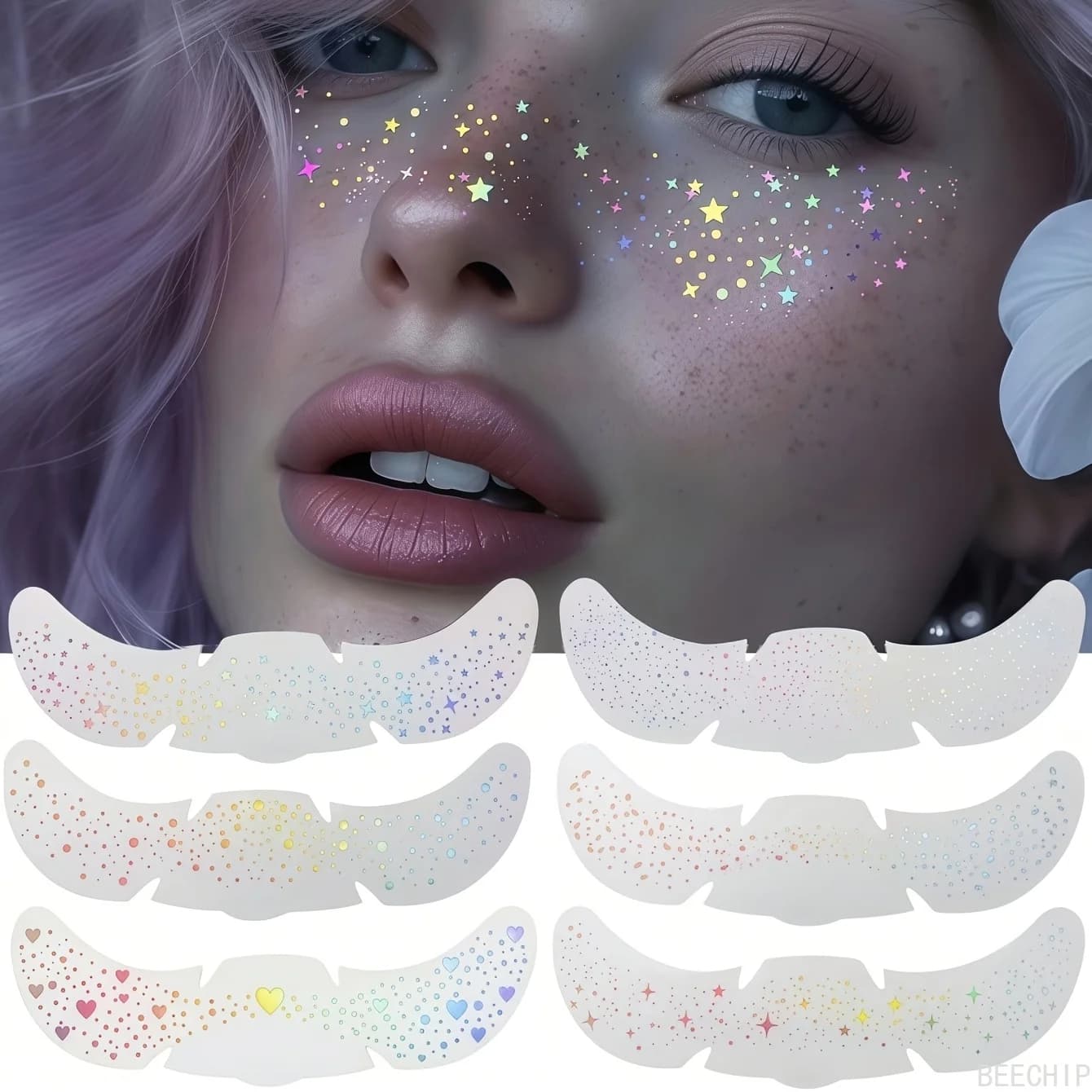 6 holographic sticker sheets for glittered lentils tattoos for heart shape lentils stickers glitter waterproof temporary tattoos