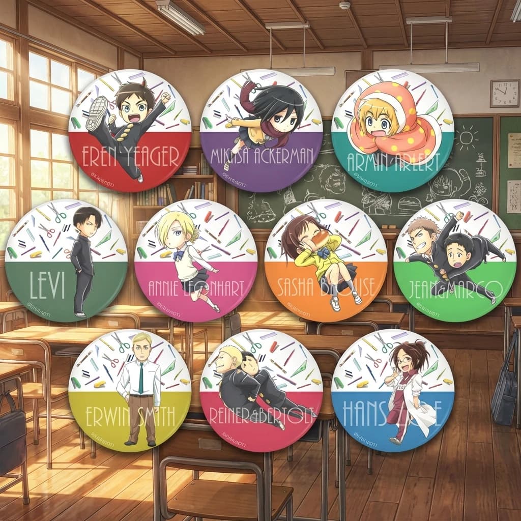 Distintivo Attack on Titan per Scuola Media, Accessorio Anime, Spilla, Ciondolo per Borsa, Merchandising Manga Spin-Off Giant Attack School, Distintivo B