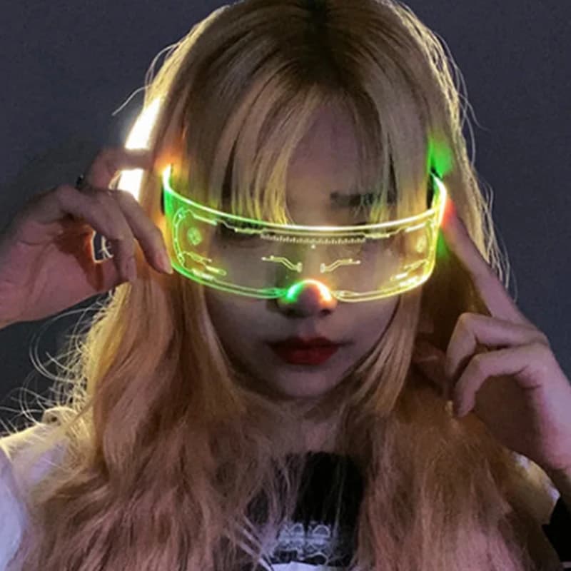 Occhiali con visiera al Neon a LED Robot, festa fluorescente, Bar, carnevale, puntelli per costumi di natale, nuovo arrivo