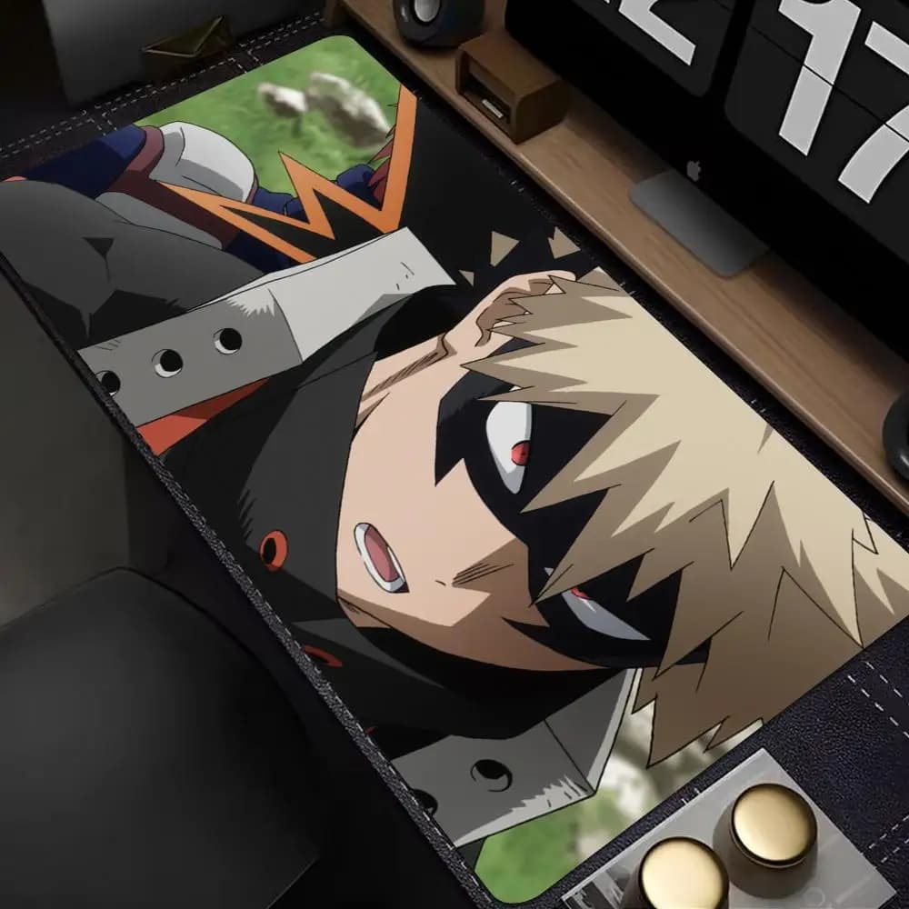 Animazione B-Bakugo K-Katsuki Mouse Pad Mouse Pad XXL Accessori da gioco Tappetino da scrivania per tastiera da ufficio Tappetino da scrivania antiscivolo per laptop HYBXXC