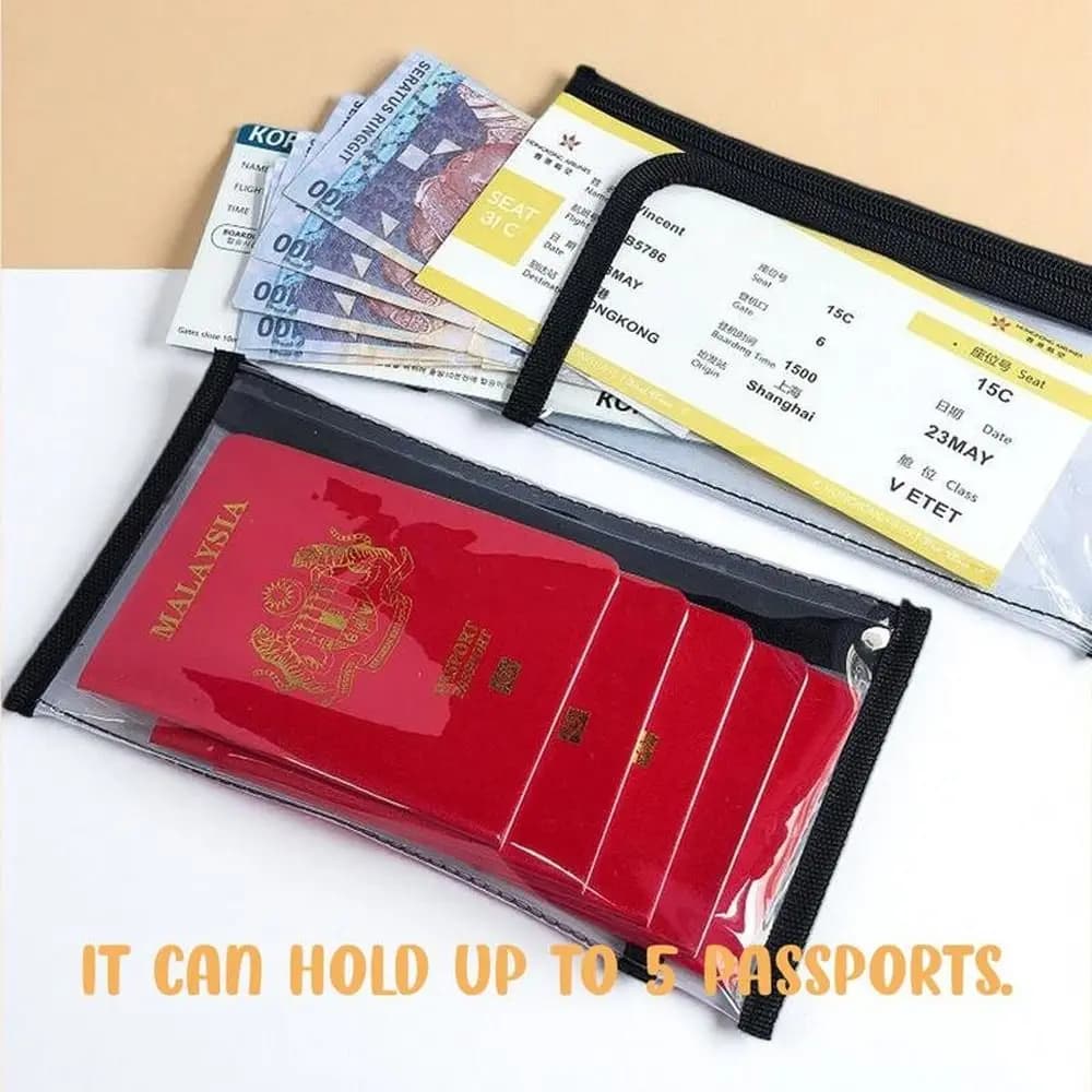 1 pz. Borsa cosmetica in PVC resistente, porta passaporto trasparente da viaggio, custodia portatile impermeabile per documenti