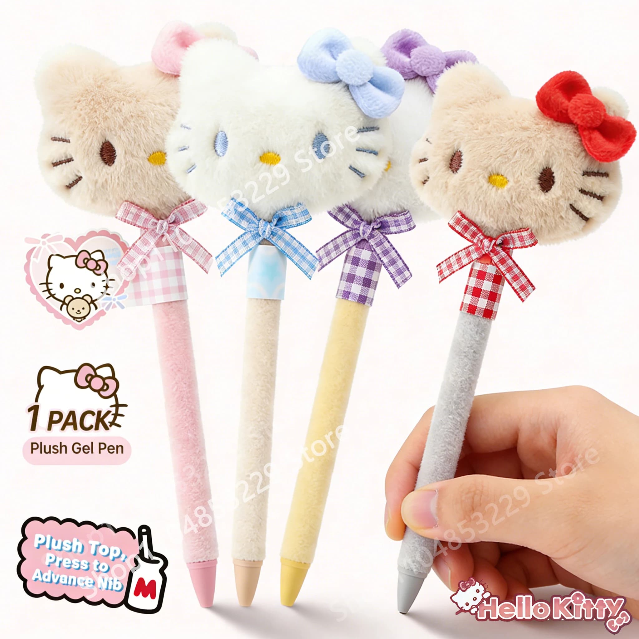 Simpatica penna in peluche Sanrio Hello Kitty, penna gel creativa a forma di bambola, adorabile gatto soffice antistress, regalo di compleanno di grande valore per ragazze