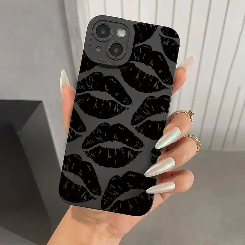 Cover per iPhone con stampa labbra, compatibile con iPhone 15 Pro Max, iPhone 11, 12, 13, 14 Pro, XS Max, XR, X, 7, 8 Plus, custodia morbida antiurto.