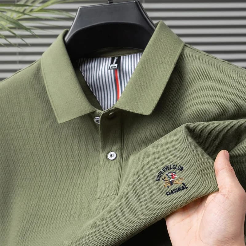 Polo da Uomo 100% Cotone Puro, Estiva, Business Casual, Confortevole, Asciugatura Rapida, Versatile, da Golf, Manica Corta, Premium con Ricamo