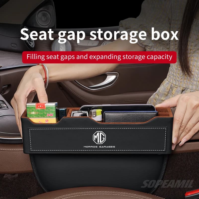 Storage box for car seat slots in leather Seat slot box Organizer for MG ZS Hybrid + HS ES5 MGS5 MGS5 MG4 EV EZS ONE MG5 MG6 MG7 MG7