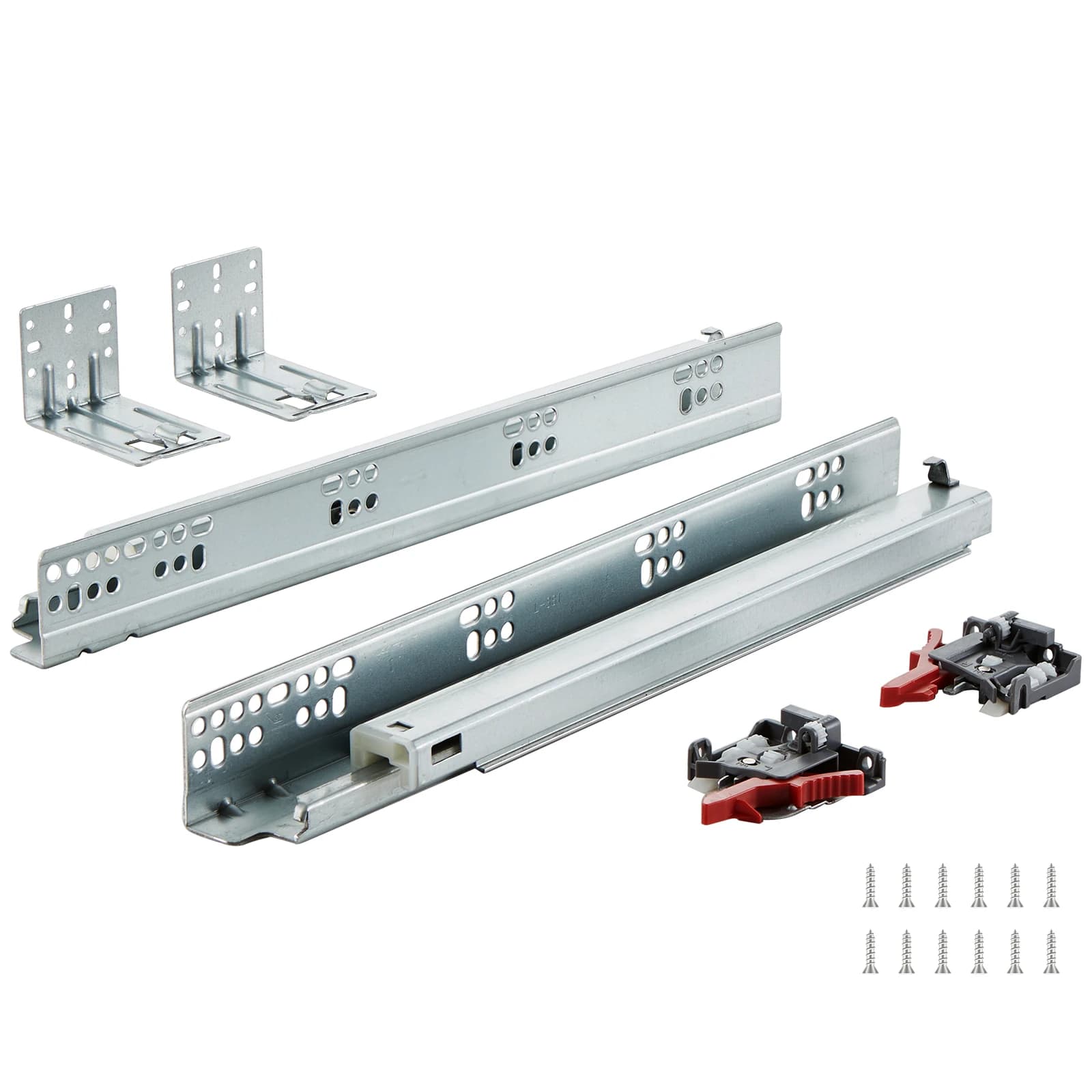 SucceBuy Guide for Lower Side Mounting of Drawer Steel Binary with Full Extension for Heavy Duty Ball Bearings Silent Guide with Shock Closure