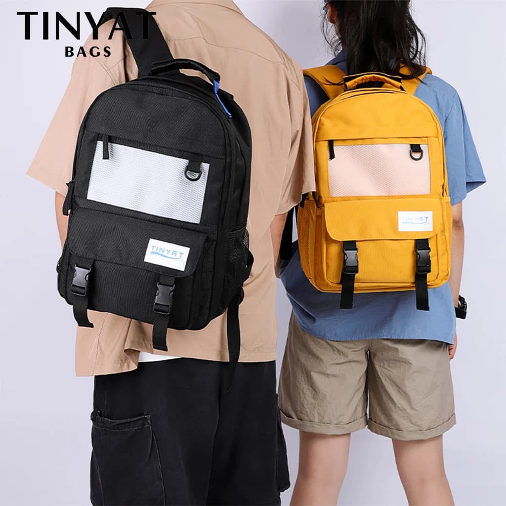TINYAT Kawaii Laptop Women‘s Backpack for Teens Girls 20L Harajuku School Bag for men with Hidden Pockets for Women to School