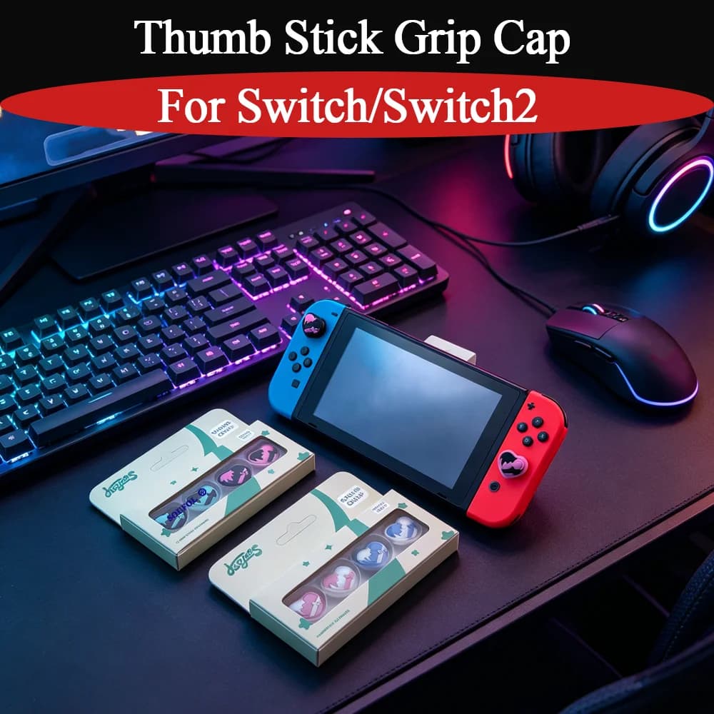 Set di 4 Copri-Stick Analogici Antiscivolo per Switch 2/PS5/XBOX/Switch/OLED/Lite, Cappucci in Silicone per Joystick, Accessori per Giochi
