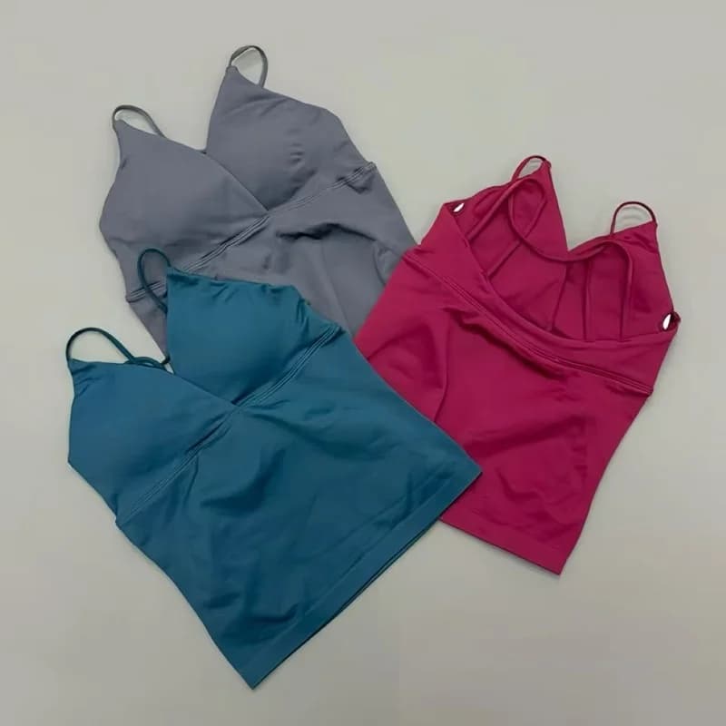 Top Lungo da Donna Vision Twist Front con Scollo a V Halter, Altamente Elastico, per Yoga, Palestra, Pilates, Allenamento, Corsa, Fitness e Sport