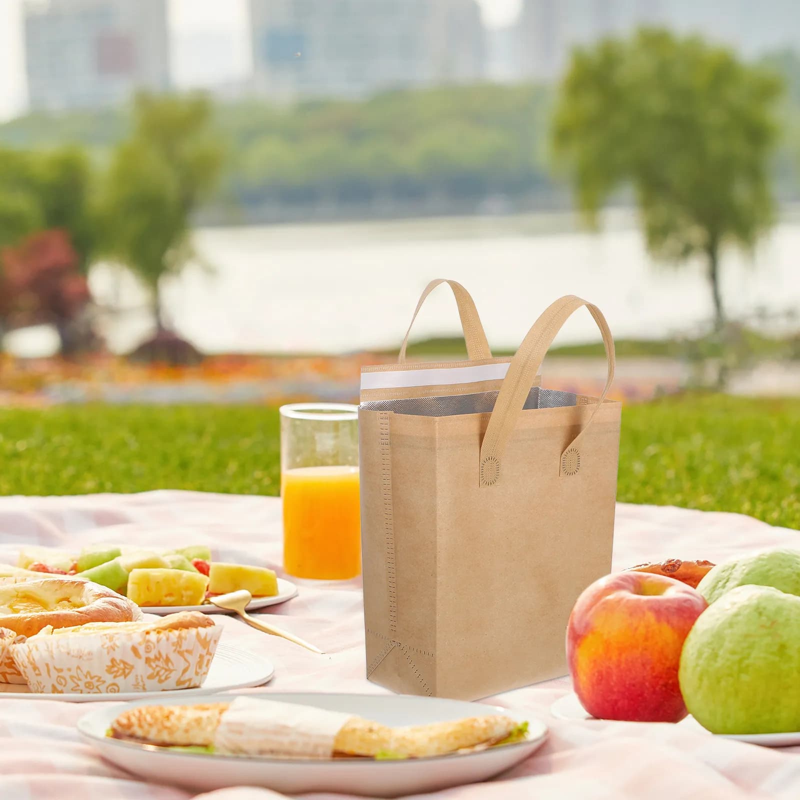 50 pcs Insulated Take Out Bags Thickened Beverage Holder For Coffee Milk Tea Hot Cold Drinks Delivery Reusable Nonwoven Grocery
