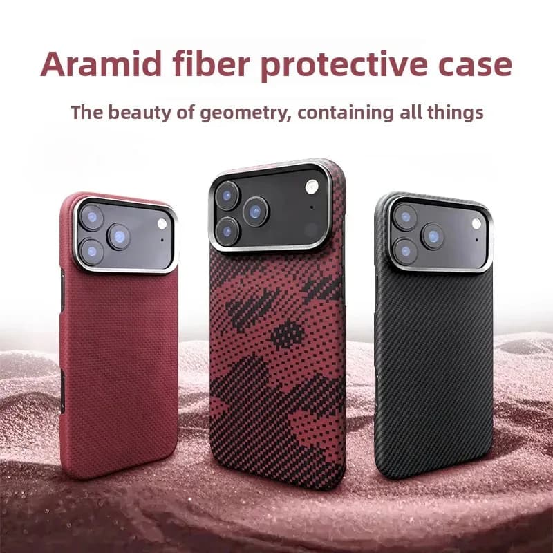 Custodia per iPhone 17 Pro Max in Fibra di Carbonio Aramidica Premium di Lusso con Protezione Magnetica Migliorata per MagSafe