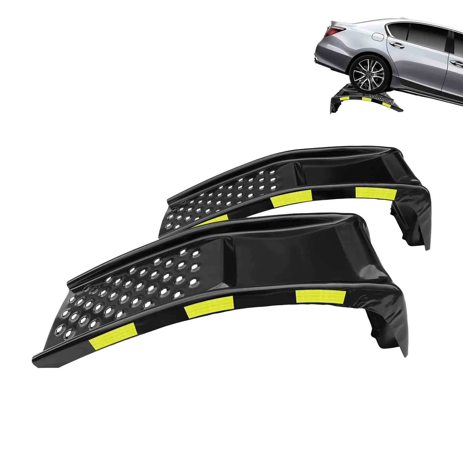 2 Pack Heavy Duty Car Ramps 8000lbs Capacity With Night Warning Reflective Stickers Automotive Truck Service Ramps For Garage