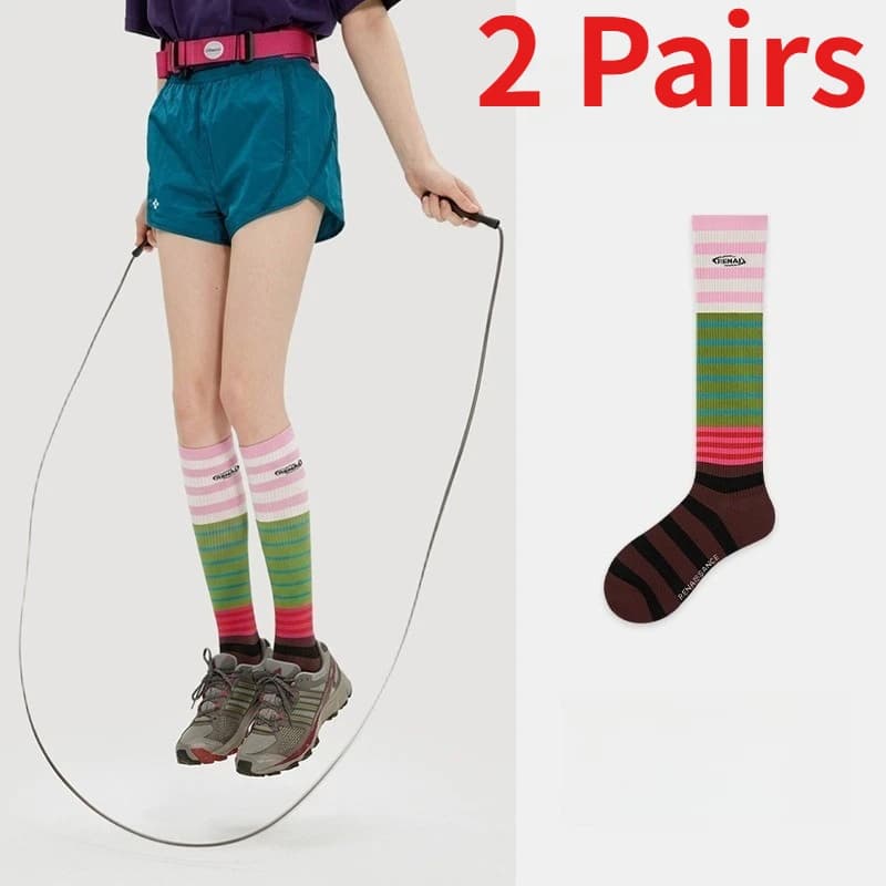 1/2 Pairs Renaissance Mild Compression Calf Socks Functional Sports Long Socks for Running Jump Rope Yoga Fitness Support Socks