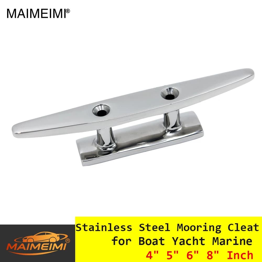 4" 5" 6" 8" Polished Combo Mooring Cleat 2 Hole 316 Stainless Steel Marine Hardware Cleats for Marine Boat Deck Rope Tie Yacht