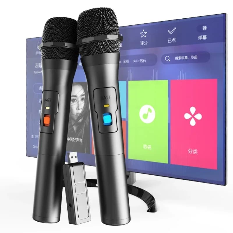 Kit sistema microfonico wireless Trasmettitore professionale e ricevitore USB Microfono portatile per microfono karaoke Canto per feste a casa