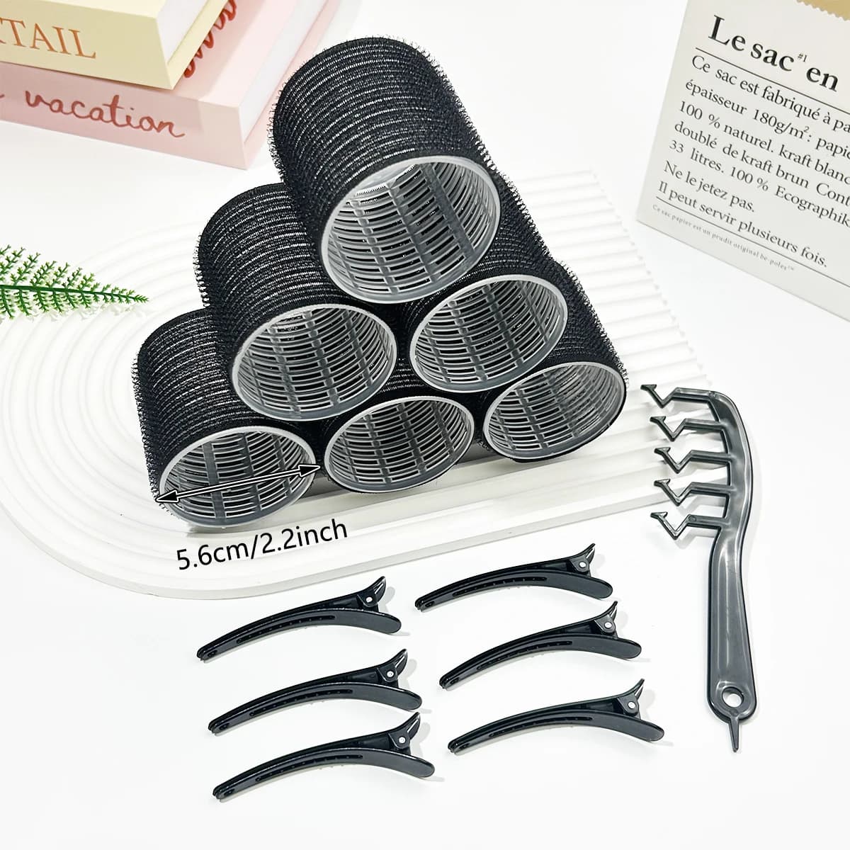 Set di 13 bigodini autoadesivi senza calore, clip per capelli, arricciacapelli senza calore, per ricci e volume sulle frange, strumenti fai da te per lo styling