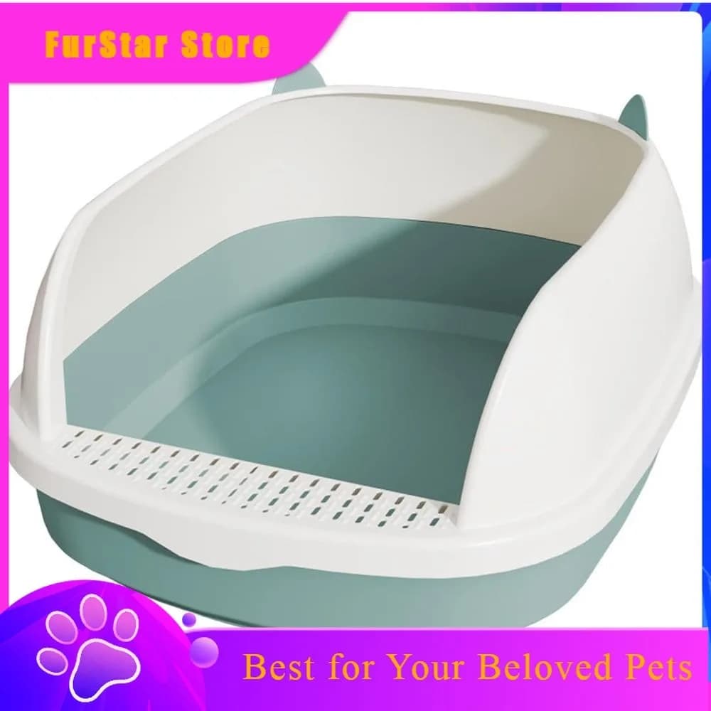 FurStarHigh Sided Cat Pet Litter Tray Sandbox Deep Loo With Sifting Litter Pedal Pan Cat Potty Toilet Cat Bedpan For Kitty Rabbi