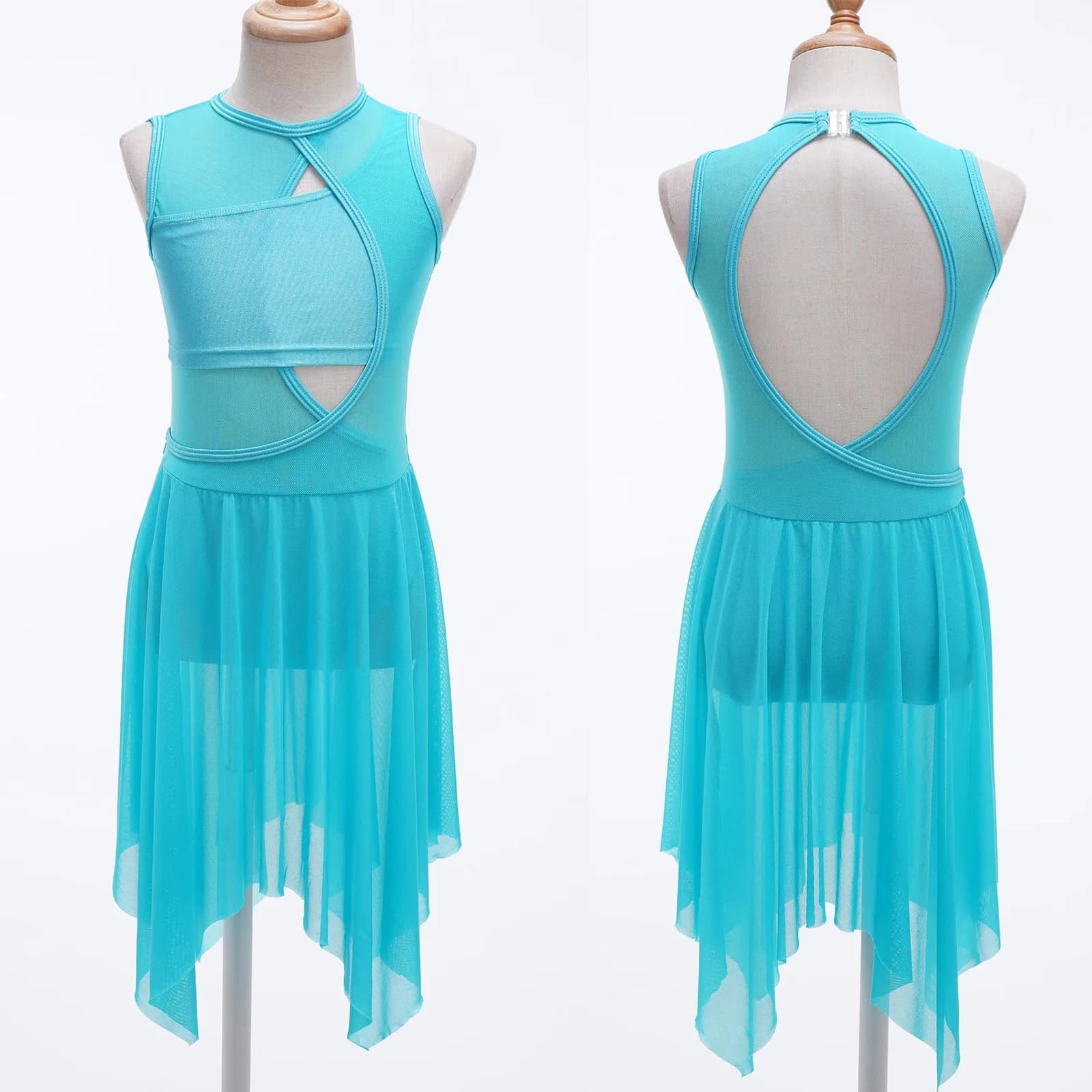 Vestito da ballo per balletto per bambina, body da ginnastica cavo incrociato, costumi di performance di pattinaggio di figura lirico moderno