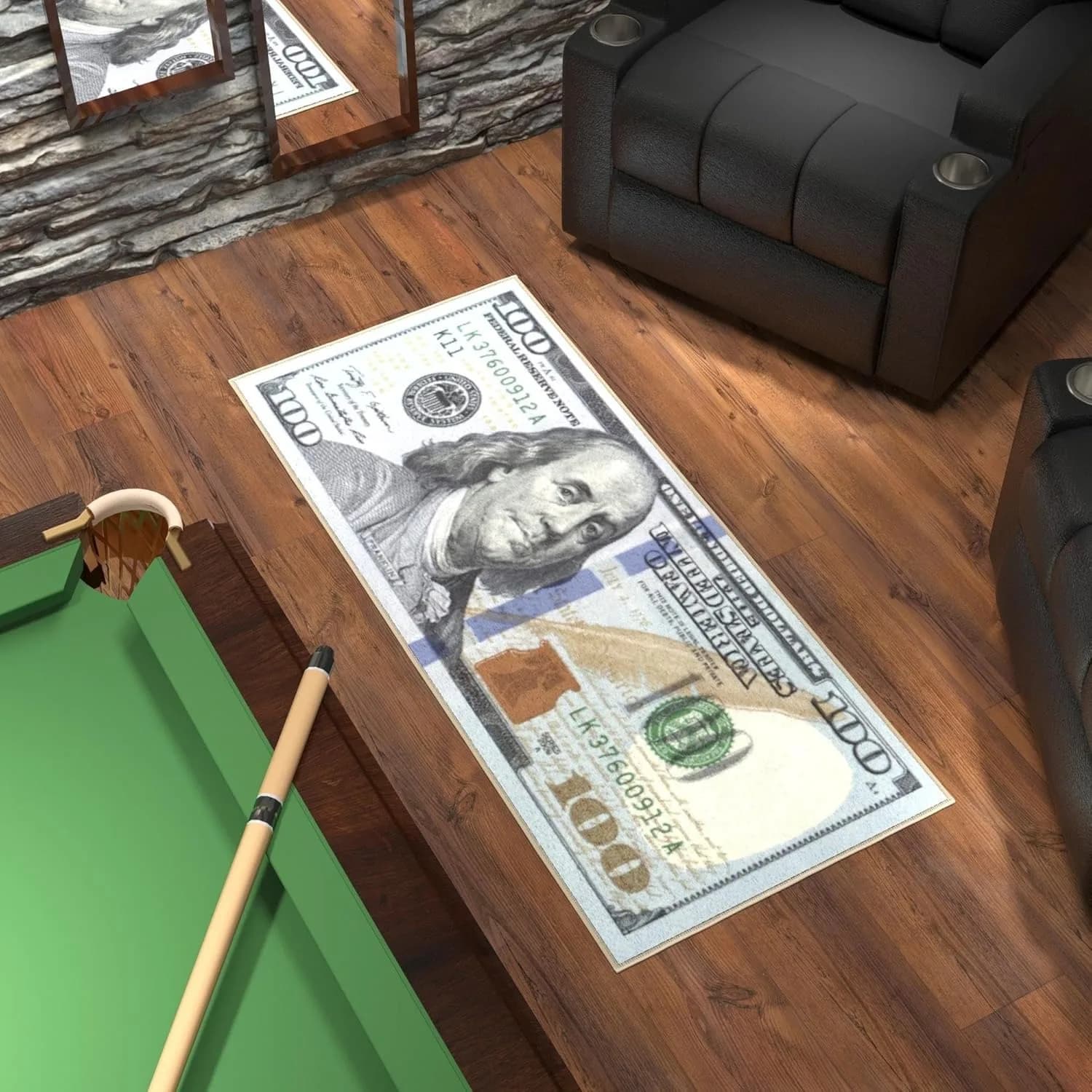 1 pcs Money Rugs for Bedroom,100 Dollar Bill Area Rug ,Hundred Dollar Bills Accent Throw Rugs Washable Non Slip Area Carpet Money Decor Small Floor Carpets Mat for Entryway,Living Room,Laundry,Office