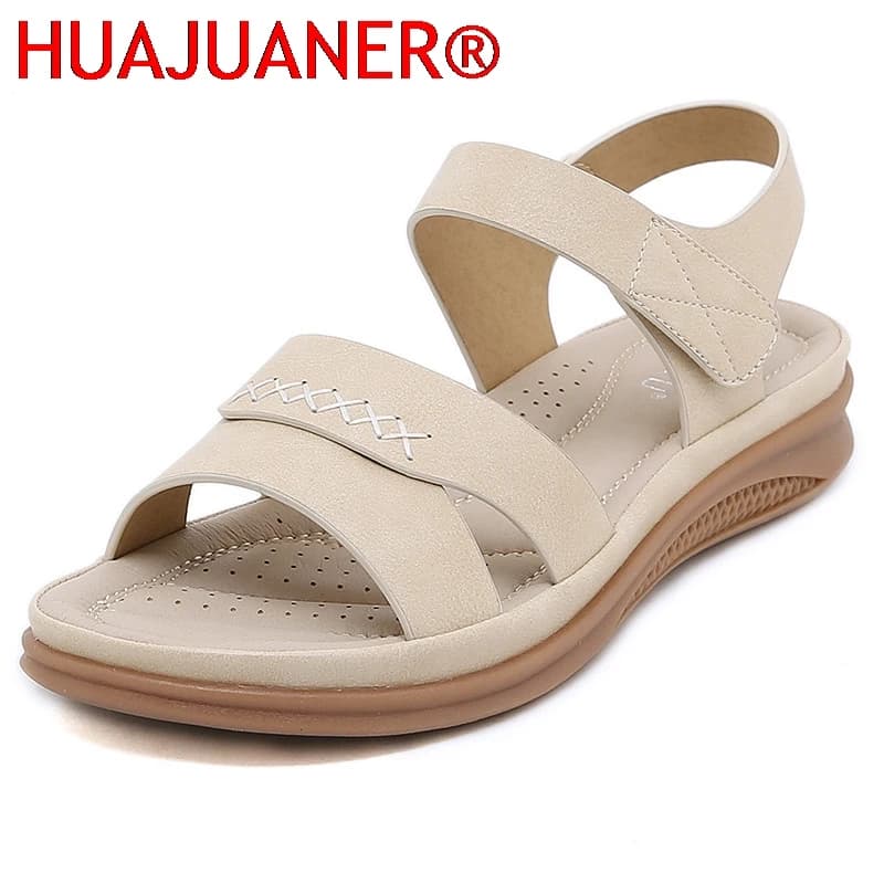 New 2026 European And American Sandals For Women Cross-Border Casual Lightweight Large Size Retro Wedge Comfortable Sandals