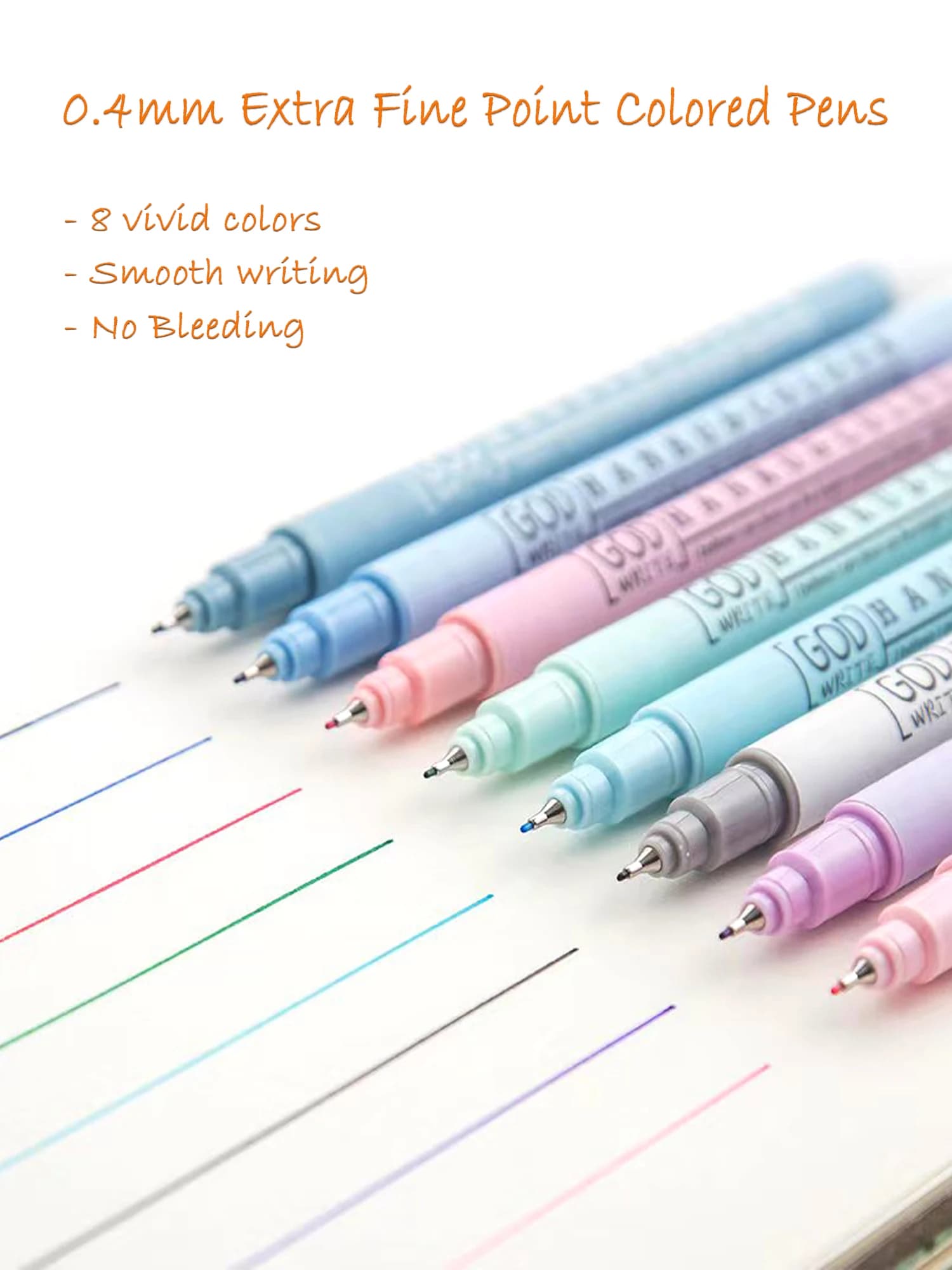 Penne colorate a punta extra fine da 8 colori da 0,4 mm Penna Fineliner per diario a base d'acqua per appunti di journaling