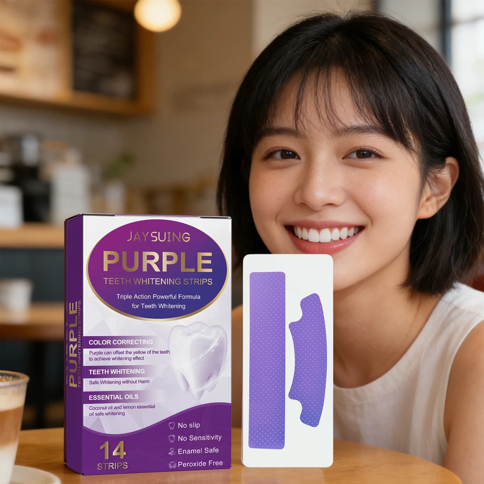 14 pcs/box Tooth Whitening Denti Strip Purple Cleaning Dentale Whitening Veneer Hygiene Oral Care Sleaching Tooth Whitening Gel Strips