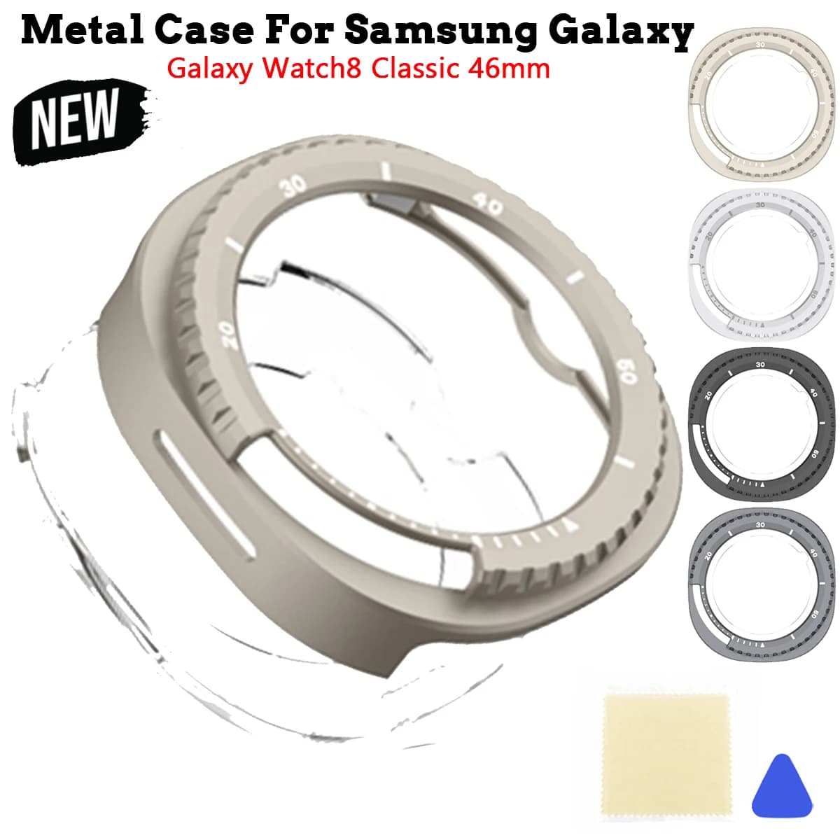 For Galaxy Watch8 Classic 46mm Smartwatch Metal Case Wear Resist Metal Cover Protector Hollow Out Shells Protective Accessories