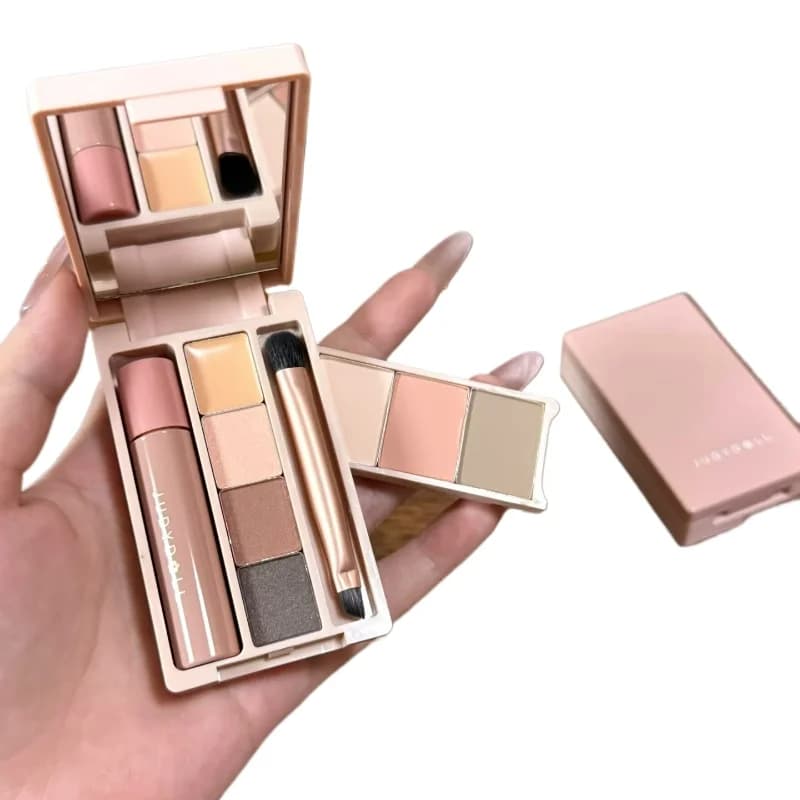 Judydoll Eyeshadow Palette All-in-One Portable Eyebrow Powder Travel Makeup Set MultiFunction Mascara Blush Contouring