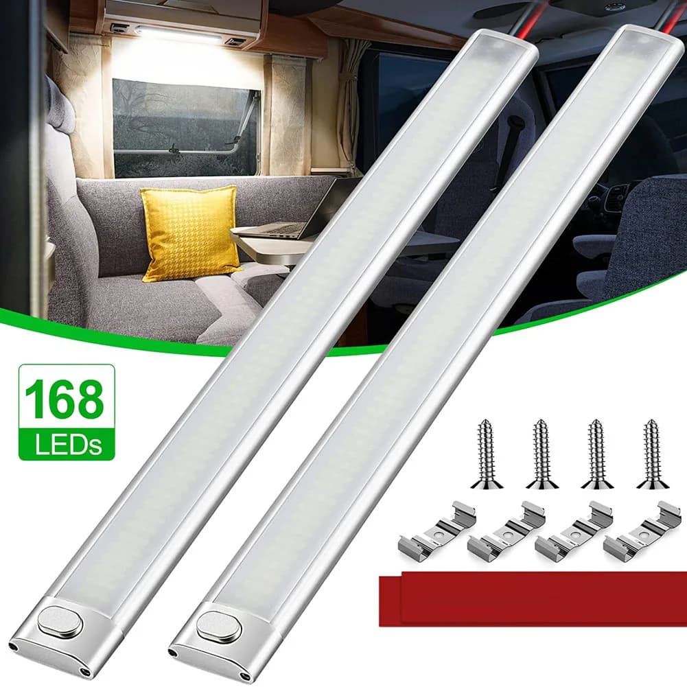 2 pz 168 LED 12 V Interni Auto Barra Luminosa Striscia con Interruttore ON/OFF per Camion RV Van Camion Camper Barca Roulotte Camper