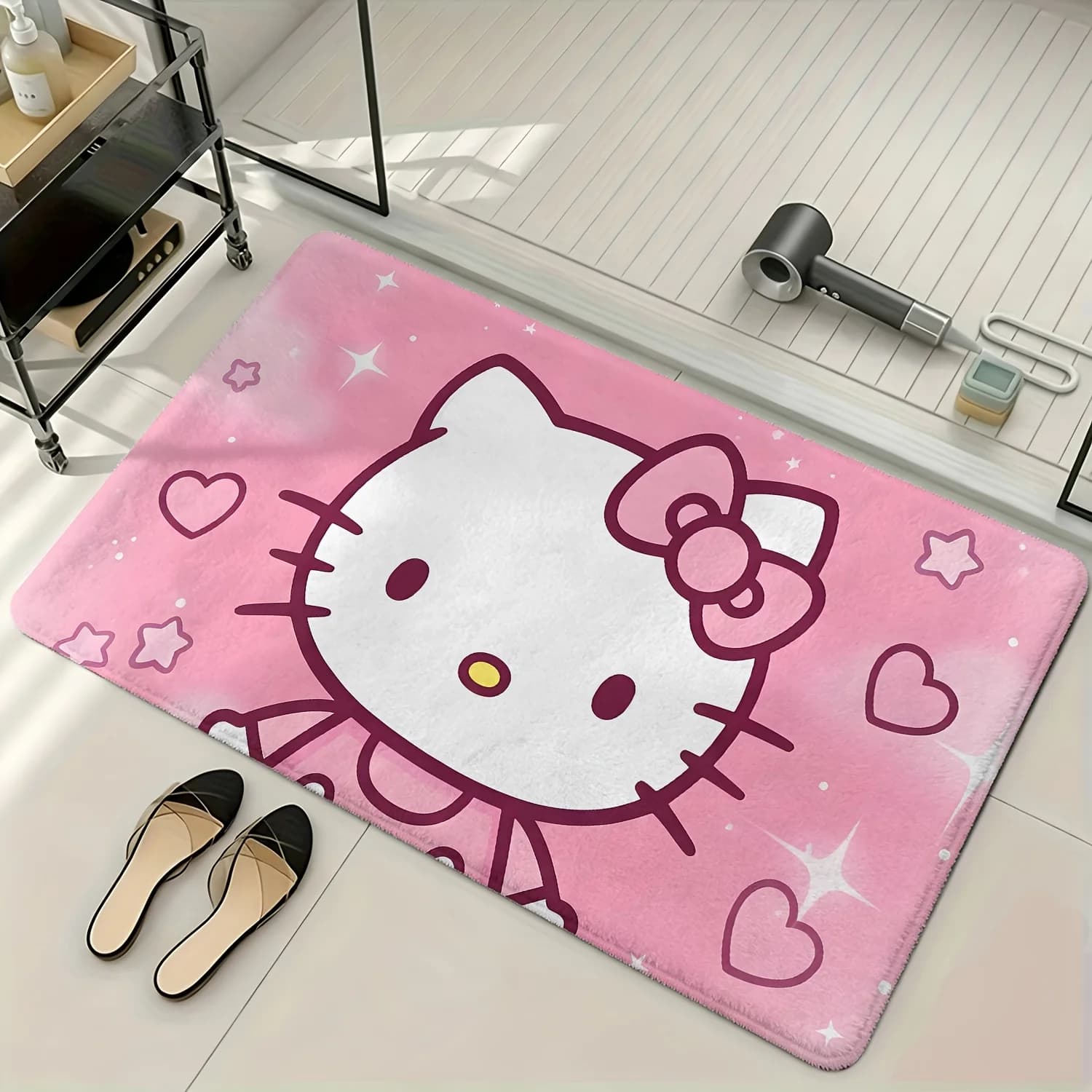 Sanrio Hello Kitty Pattern Bathroom Mat - Durable Flannel Fabric - Ideal for Party Decorations and Gifts, Suitable for Doorways,