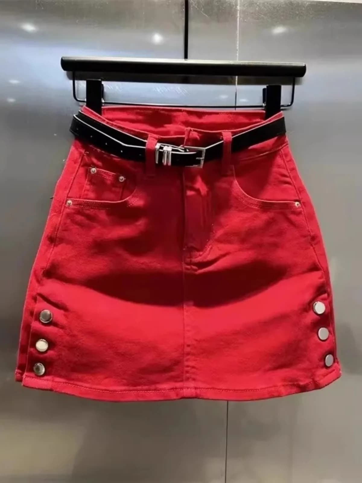 High Waist A-Line Skirt Women's Korean Style Denim Skirt Slimming Short Skirt Summer Casual Pure Color Skirt