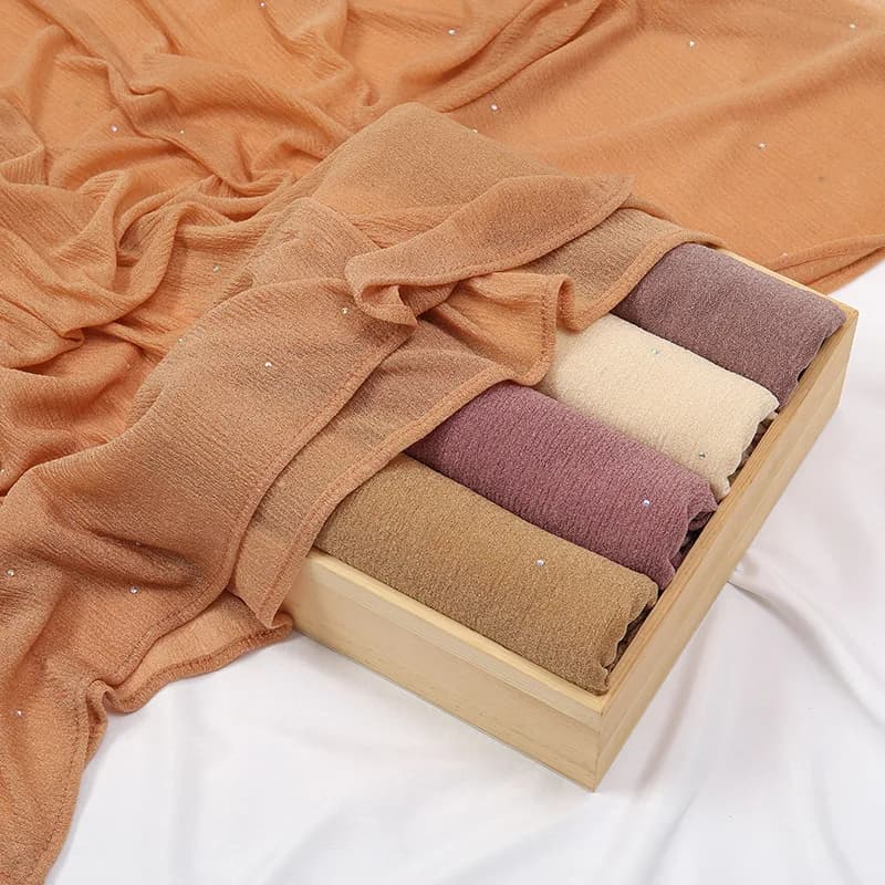 Strass Pearl Plain Soft Beathable sottile poliestere Ramadan Hijab scialle musulmano turbante Head Wraps Lady Abaya Islamic 200*70Cm