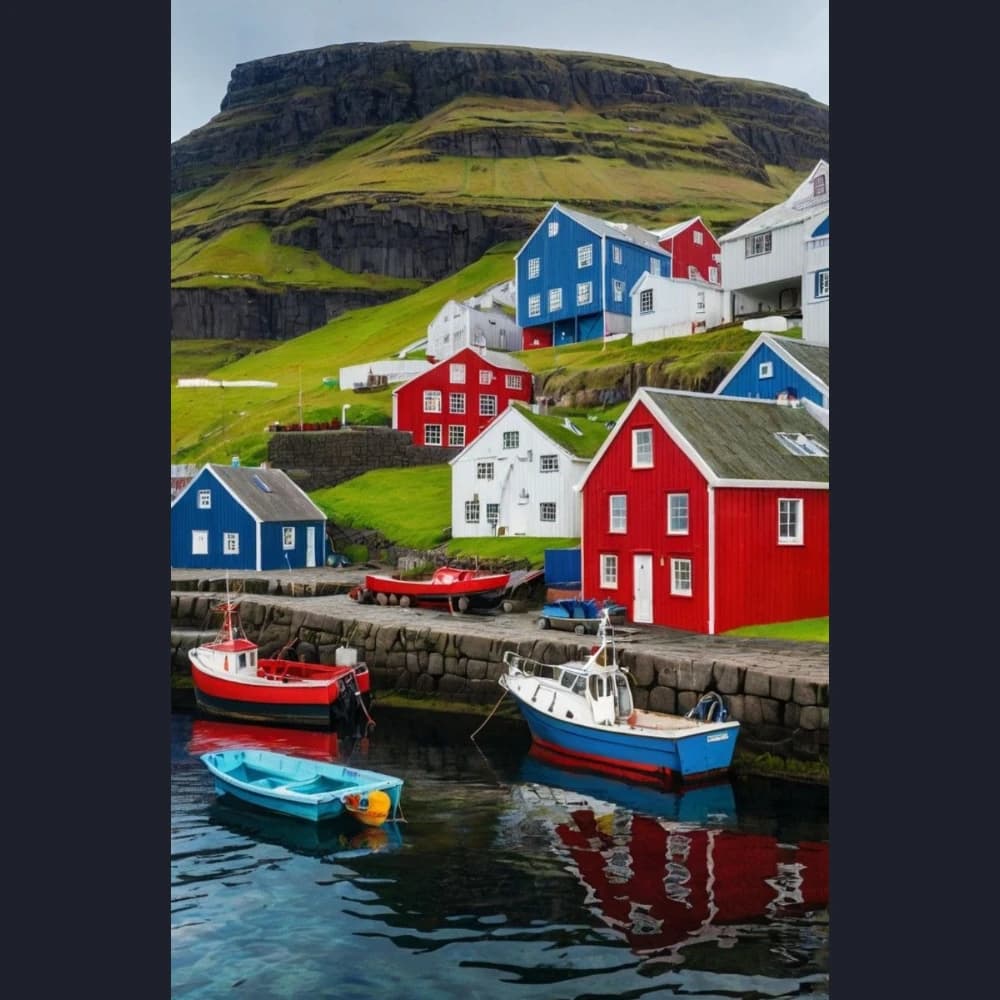 Nordic Mountain Fishing Boat Water Reflection Scenery Diamond Painting By Number DIY Wall Decor for Game Room or Living Room G