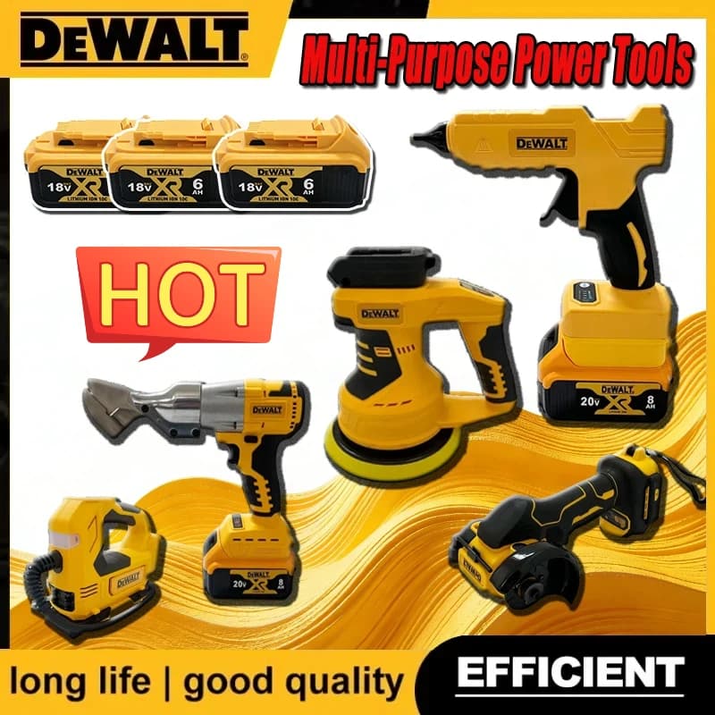 Utensili Elettrici Multifunzione DeWalt: Smerigliatrice Angolare Brushless a Batteria, Taglierina, Chiave Elettrica, Lucidatrice, Pompa ad Aria, Pistola Termica per 18V