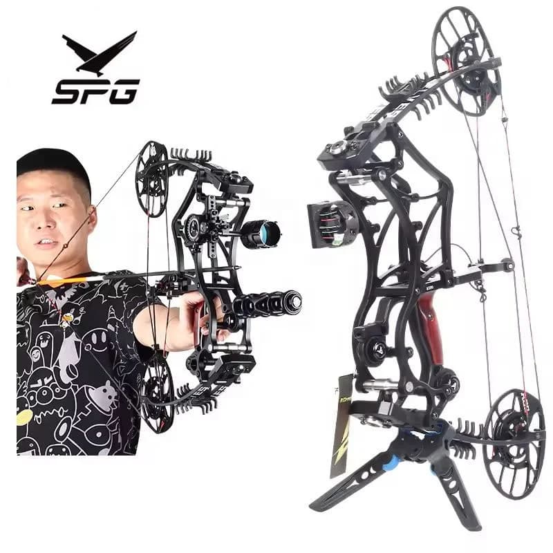 SPG Arco composto Tiro con l'arco Caccia Freccia in carbonio puro Puleggia Archi Riser Stabilizzatore Peep Sight Metallo 30-70 libbre Attrezzatura regolabile