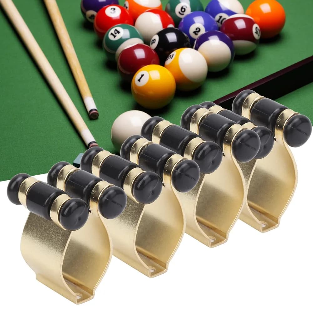 4 Pezzi Clip per Stecca da Biliardo in Metallo Dorato, Compatto e Portatile, con Fori per Viti, Clip di Ricambio per Supporto Stecca da Biliardo