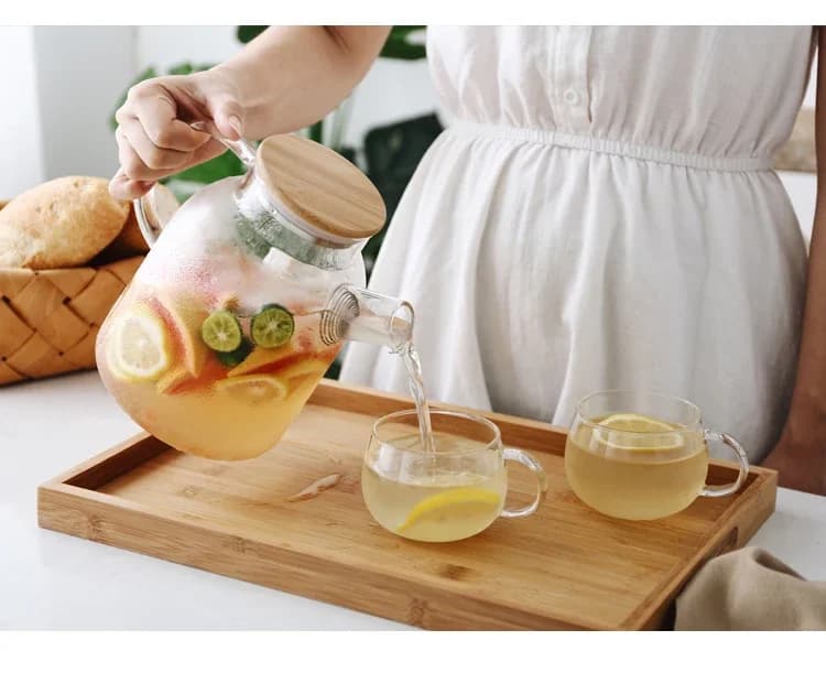 Glass Cold Kettle Set Electric Stove Heating Teapot Cup Pot of 7 with Tray