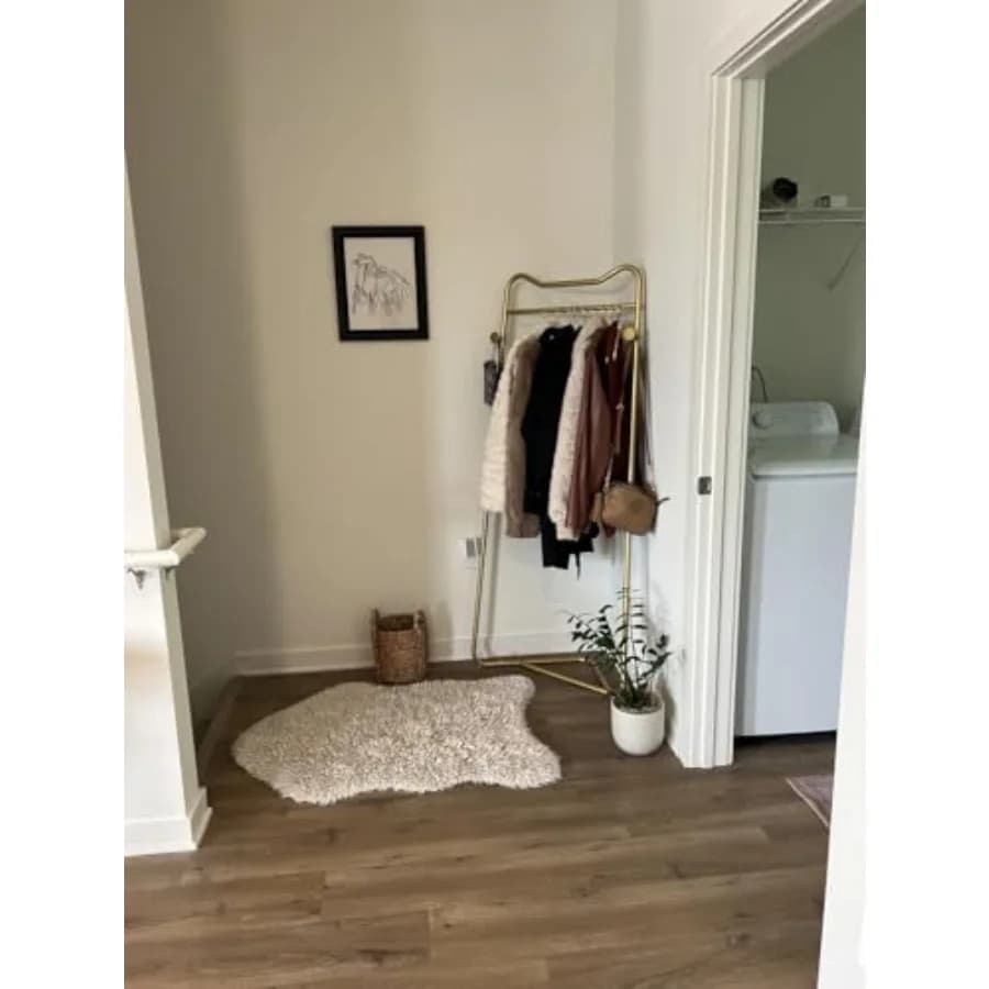 Metal Modern Clothing Hall with Hooks for Clothes Hat Scarf Freestanding Clothes Rack for Hallway Entryway Bedroom Living Room