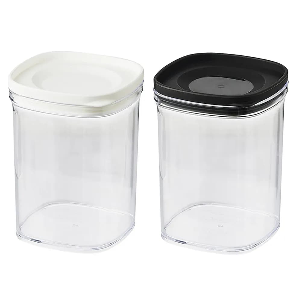 2 Pezzi Barattoli in Plastica a Bocca Larga da 520ml con Chiusura Ermetica per Alimenti Secchi, Noci, Spezie, Caramelle, Polveri - Organizzatore per Dispensa e Cucina