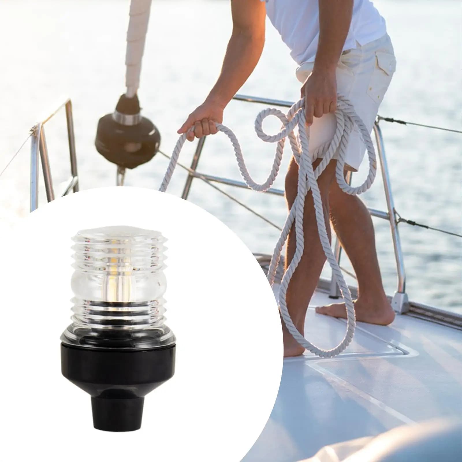 Luce di Navigazione Marina LED 12V 24V Impermeabile, Lampada di Segnalazione a 360° per Yacht, Skiff e Imbarcazioni a Vela