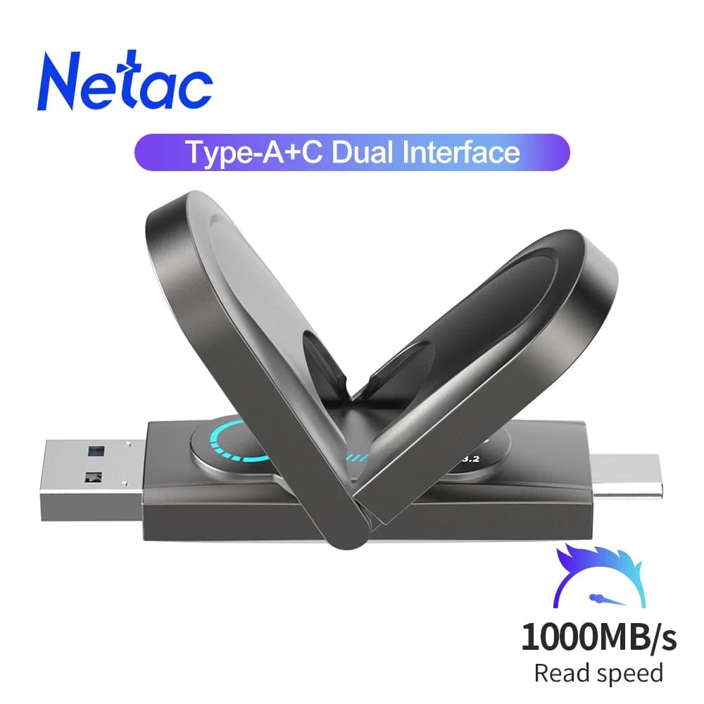 Netac US9 Pendrive 256G 512G 1TB USB a stato solido ad alta velocità 1000MB/s USB 3.2 Gen 2 Flash Drive Type-C e Type-A Spedizione gratuita