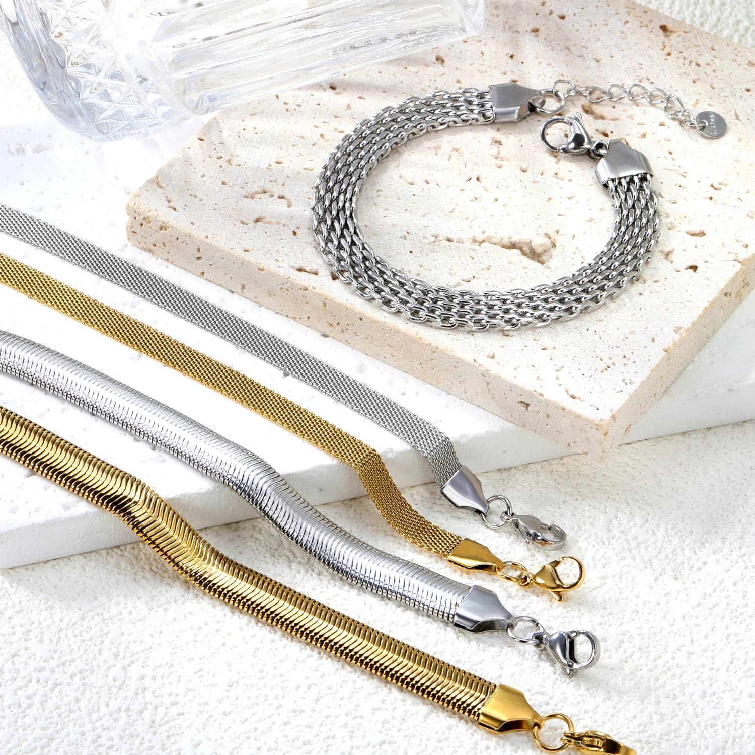 ASONSTEEL Stainless Steel New Wide Chunky Twist Bracelets For Women/Men Gold Color Link Cubic Chain Bracelets Accessories Gifts