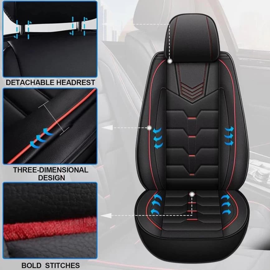 Car Five Seater Universal Seat Cover For Nissan Kicks 2018-2024 Anti Slip Set In Synthetic Leather