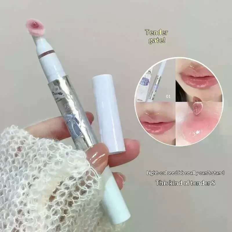 Lucidalabbra HERORANGE con Applicatore a Spugna Piatta, Idratante, Effetto Specchio, Lunga Durata, Impermeabile, Volumizzante, Non Appiccicoso