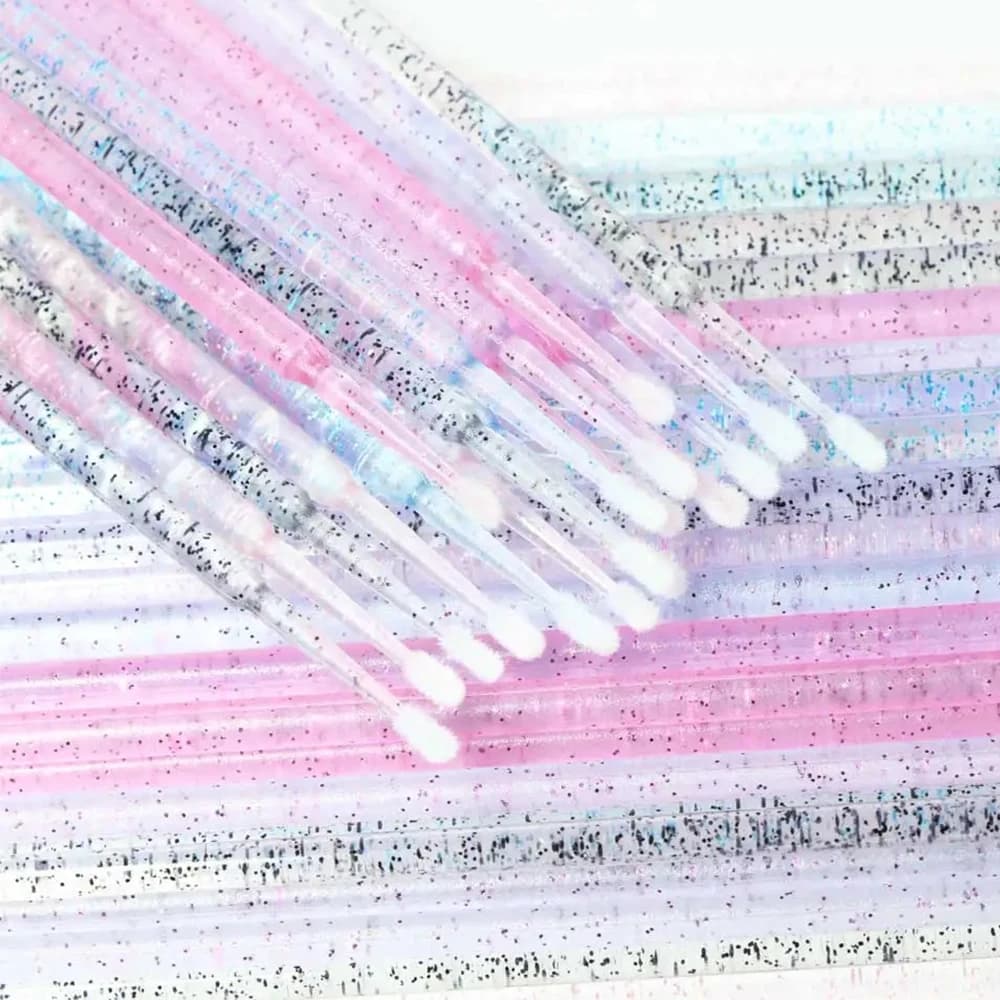 100 pcs. Eyelash cleaning brushes, micro cotton pads, individual makeup removal brushes, eyelash micro brushes, cleaning beauty tools