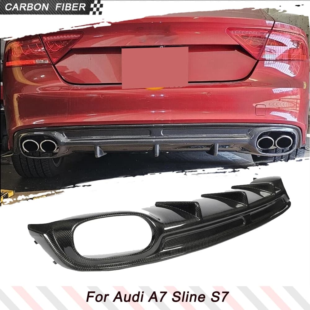 Carbon Fiber Car Rear Bumper Diffuser Spoiler for Audi A7 Sline S7 2011-2014 Rear Bumper Diffuser Spoiler Car Racing Body Kits